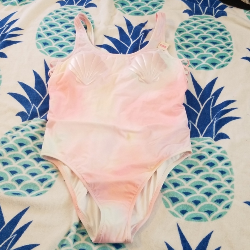 Mermaid PINK tie dye one piece swim suit